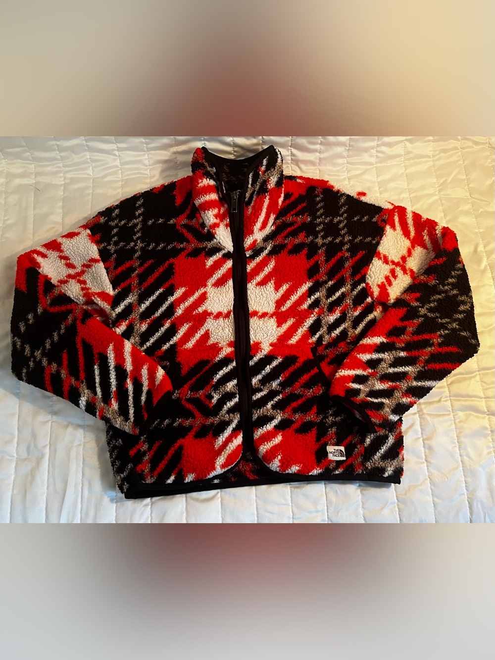 The North Face Kids Red, Black & White Sherpa Puffer Jacket